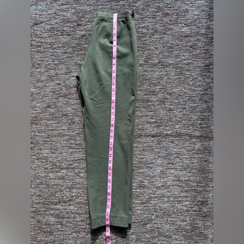 Ralph Lauren Olive Drab Faux Leather Trim Pleated Career Trousers 4P - Picture 8 of 8